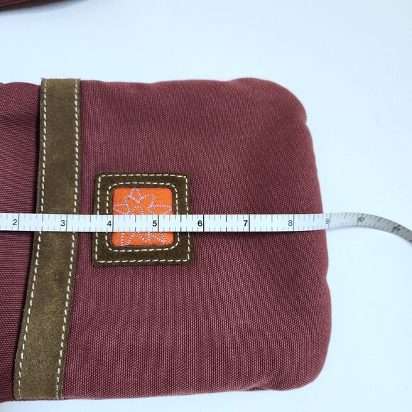 Sherpani Clover Canvas Suede Trim Crossbody Purse Bag -9x7.5x1 Purple Brown - Picture 10 of 10